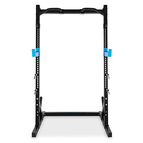 CapitalSports Racktor - Jaula musculacion, Power Rack con 35 Alturas, Dominadas Torre con 2 Ganchos en J, Brazos de Seguridad, Barra dominadas, 4 Soportes para Discos de hasta 31mm, Negro