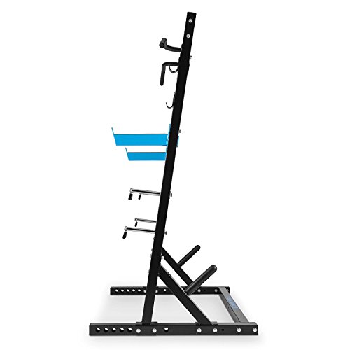 CapitalSports Racktor - Jaula musculacion, Power Rack con 35 Alturas, Dominadas Torre con 2 Ganchos en J, Brazos de Seguridad, Barra dominadas, 4 Soportes para Discos de hasta 31mm, Negro