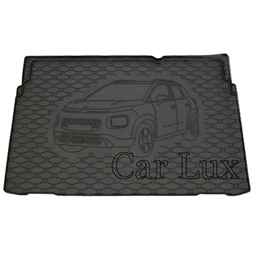 Car Lux DUO05647 - Kit Conjunto Alfombra Protector Maletero y Alfombrillas de Goma a Medida para C3 Aircross Desde 2017-