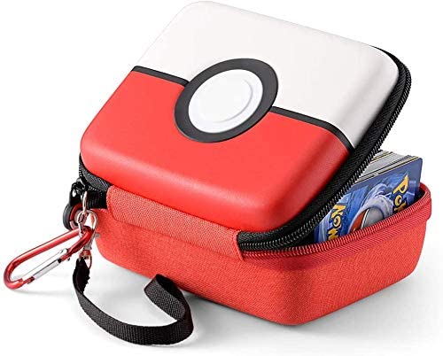 Carcasa Rígida para Tarjetas, Estuche para Tarjetas de UNO, Yu-Gi-Oh, MTG Magic, Pokémon, GX EX, Amiibo Animal Crossing, Exploding Kittens, Skip-Bo, Se Adapta a hasta 400 Tarjetas (Rojo Pokeball)