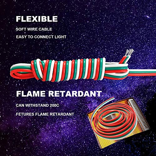 CARLITS 22AWG 20m 2x0.3mm² Cable de Extensión de 3 Conductores Línea de Alambre de Cobre Estañado Trenzado de Calibre 22 3 Para WS2812b WS2811 Tira Luz LED RGB Sueño Color