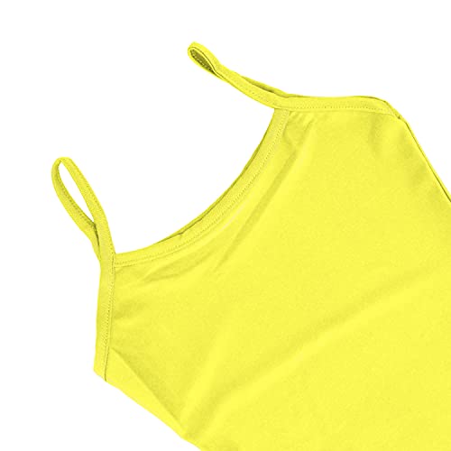 Carnavalife Maillot Ballet Danza Niñas sin Mangas, Leotardos de gimnasia con estilo camisola, Maillot Baillot de Cuello Redondo para Gimnasia Baile Fiesta (Amarillo, 7-9 años)