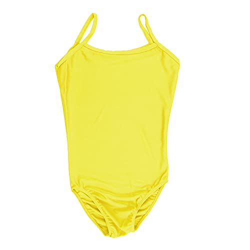 Carnavalife Maillot Ballet Danza Niñas sin Mangas, Leotardos de gimnasia con estilo camisola, Maillot Baillot de Cuello Redondo para Gimnasia Baile Fiesta (Amarillo, 7-9 años)