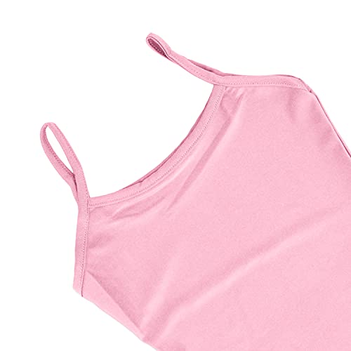 Carnavalife Maillot Ballet Danza Niñas sin Mangas, Leotardos de gimnasia con estilo camisola, Maillot Baillot de Cuello Redondo para Gimnasia Baile Fiesta (Rosa, 1-3 años)