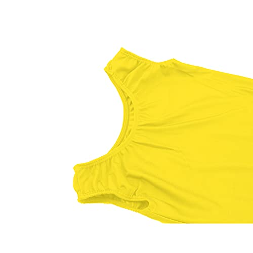 Carnavalife Maillot Ballet Danza Niñas sin Mangas, Maillot Baillot de Cuello Redondo para Gimnasia Baile Fiesta (Amarillo, 1-3 años)