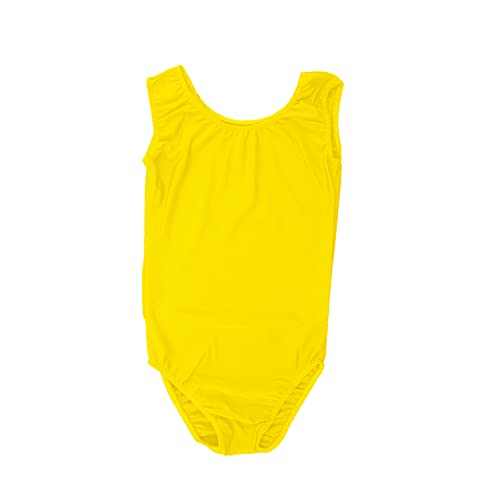 Carnavalife Maillot Ballet Danza Niñas sin Mangas, Maillot Baillot de Cuello Redondo para Gimnasia Baile Fiesta (Amarillo, 1-3 años)