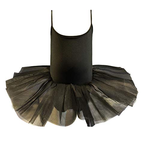 Carnavalife Maillot de Ballet Danza Mujer Elástica con Falda Tutu de Tirantes Finos (Negro, M)