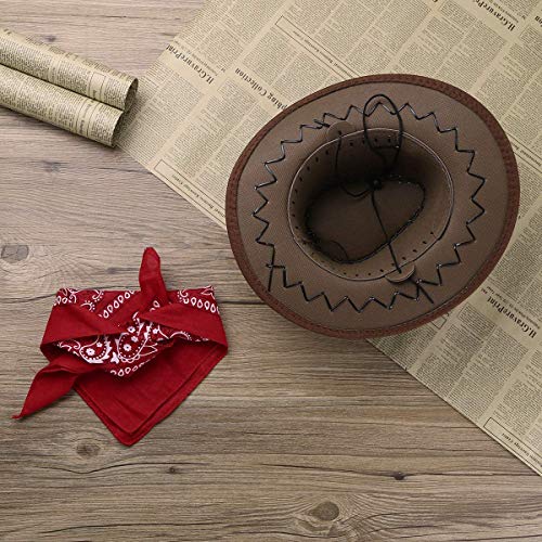 Carnavalife Sombrero Cowboy de Vaquero con Pañuelo Bandanas Paisley de Algodón Toy Story Western Disfraz para Adulto y Niños (Marrón, Niños/54cm)