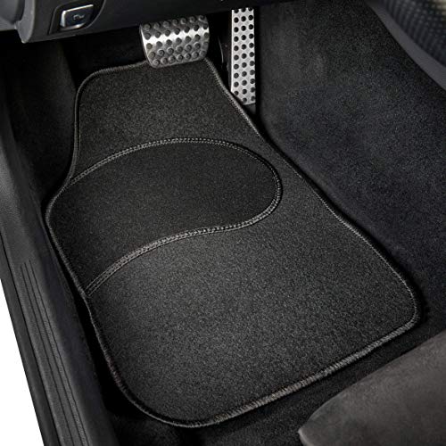 Cartrend 10598 - Alfombrillas para Coche (4 Piezas, Hilo Brillante), Color Negro