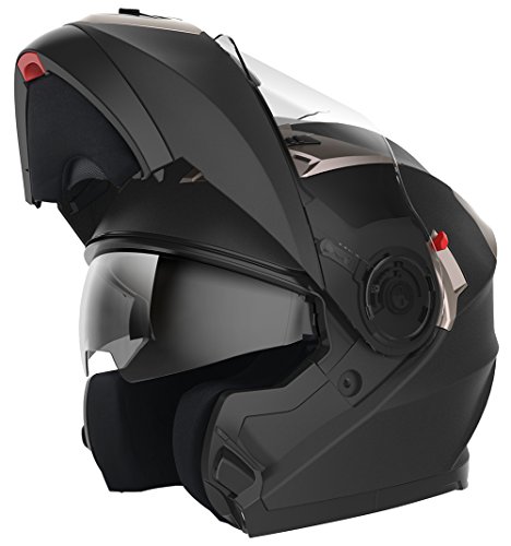 Casco Moto Modular ECE Homologado - YEMA YM-925 Casco de Moto Integral Scooter para Mujer Hombre Adultos con Doble Visera-Negro Mate-L