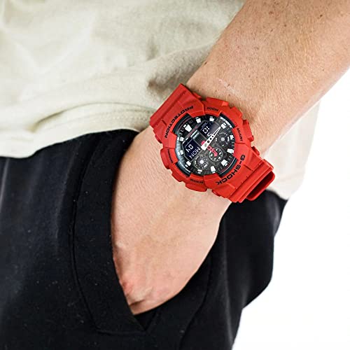 Casio G-SHOCK Reloj Analógico-Digital, 20 BAR, Rojo, para Hombre, GA-100B-4AER