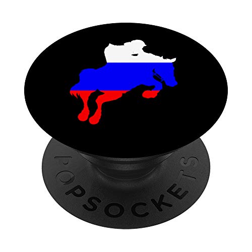 Cazador de la bandera rusa ecuestre Jinete a caballo PopSockets PopGrip Intercambiable