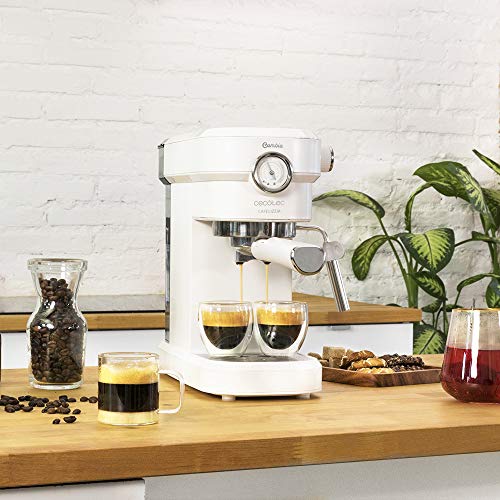 Cecotec Cafetera Espresso Cafelizzia 790 White Pro.Sistema Thermoblock, 20 Bares, ModoAuto 1 y 2 Cafés, Vaporizador Orientable, Conducto de Agua para Infusiones