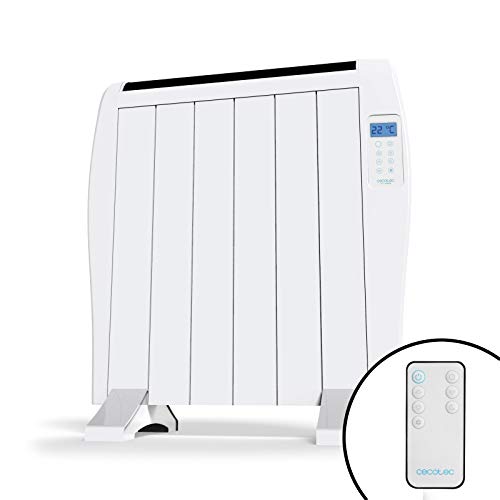 Cecotec Radiador Eléctrico Bajo Consumo ReadyWarm 1200 Thermal. 6 Elementos, 900 W, De pared o pie, 3 Modos, Temporizador, Mando a Distancia, Pantalla LED, Blanco