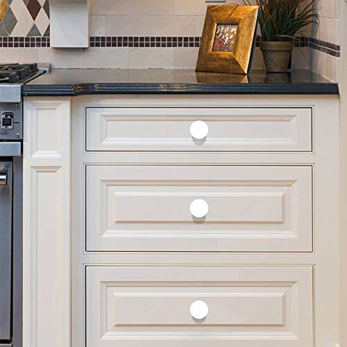 Ceqiny 15 paquetes pomos redondos de madera cajón puerta madera pomos de redondos gabinete con tornillos tiradores de cajones de madera accesorios perfectos para cocina baño dormitorio, blanco