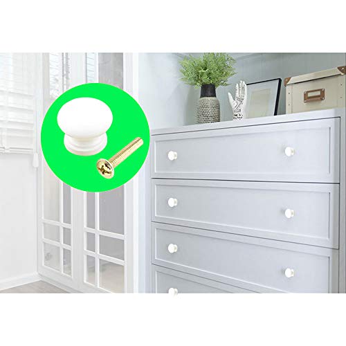 Ceqiny 15 paquetes pomos redondos de madera cajón puerta madera pomos de redondos gabinete con tornillos tiradores de cajones de madera accesorios perfectos para cocina baño dormitorio, blanco