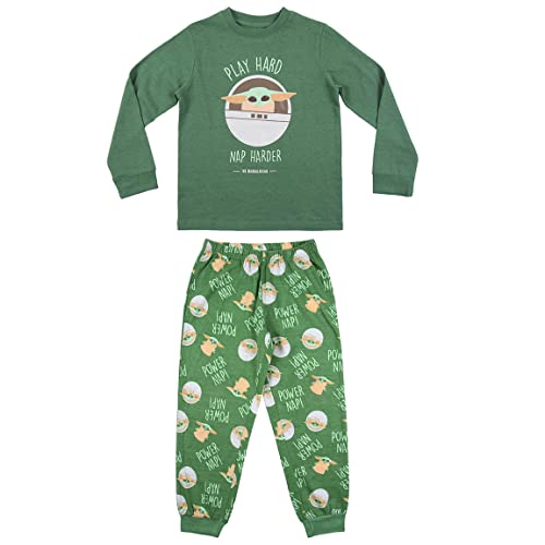 CERDÁ LIFE'S LITTLE MOMENTS Chico de Baby Yoda en The Mandalorian-Pijama Familiar a Juego 100% Algodón-Licencia Oficial Disney, Verde Oscuro, 14 Años para Niños