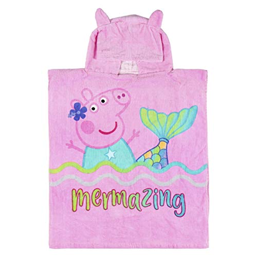 Cerdá - Toalla Poncho Infantil con Capucha de Peppa Pig, Rosa, 50 x 115 cm