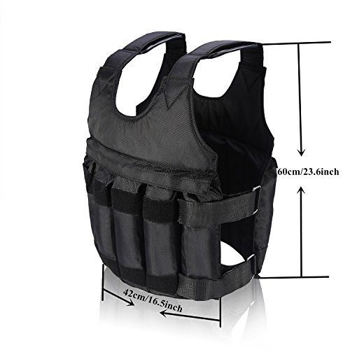 Chaleco con peso ajustable, tela Oxford Carga máxima 20 kg Chaleco / chaqueta con peso Chaleco de entrenamiento de ejercicio Negro (Arena y placa de acero no incluidas)