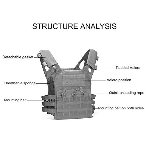 Chaleco Táctico para Exteriores Multifunción MOLLE Expansión Y Conveniente Entrenamiento Militar COS Ejercicios De Combate Chaleco JPC,A