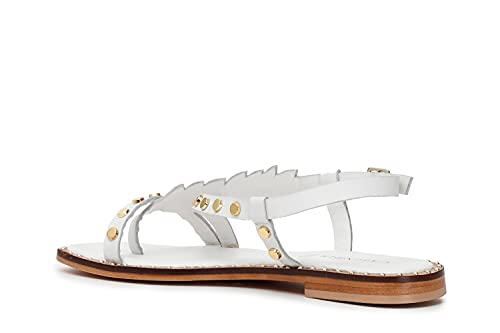 Chanclas con tachuelas y hojas decorativas. Blanco Size: 35 EU