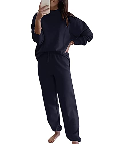 Chándal Mujer Completo Conjunto Chandal Mujer Talla Grande Loungewear Set Chandal Deportivo Deporte Tallas Grandes Señora Largo Tracksuit Women Chandals Mujer Invierno Chandales Mujeres Flojo Azul XXL