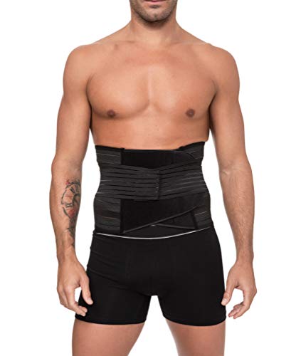 Channo Faja Cinturón Lumbar para Espalda Hombre y Mujer Doble Ajuste Fuerte (Negro, L/XL)