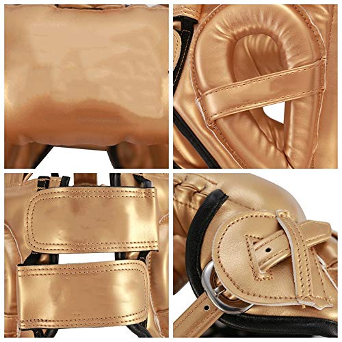 ChengBeautiful Casco De Boxeo Viga Transversal de la Nariz protección for la Cabeza Cerrada Puente de Boxeo Profesional Casco contra (Color : Gold, Size : One Size)