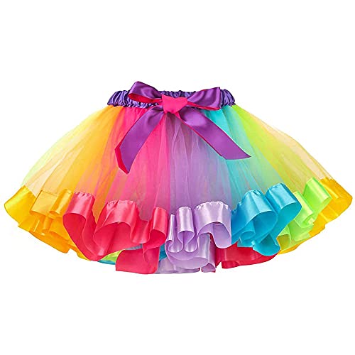 CHMMY Tutu Skirt para niñas Arco Iris Falda de Ballet para Niñas Pequeñas de Tul Danza Falda Girls Rainbow Tutu Skirt Disfraces