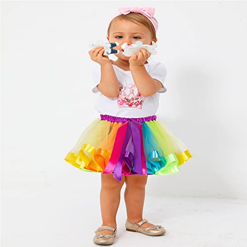 CHMMY Tutu Skirt para niñas Arco Iris Falda de Ballet para Niñas Pequeñas de Tul Danza Falda Girls Rainbow Tutu Skirt Disfraces