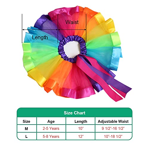 CHMMY Tutu Skirt para niñas Arco Iris Falda de Ballet para Niñas Pequeñas de Tul Danza Falda Girls Rainbow Tutu Skirt Disfraces