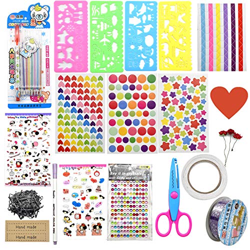 Chstarina Scrapbooking Materiales kit IncluyePegatinas Decorativas, Cintas de Encaje, Cintas Adhesivas, Pegatinas Album Fotos, Plantillas DIY Accesorios Decorativos para Decorar Foto diario