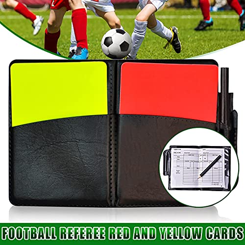 Chuajunn Kit de Tarjetas de Árbitro de Deportes, juego para voleibol con tarjeta roja y amarilla, portátil, lápiz y cartera de piel Entrenador para Fútbol Grabar