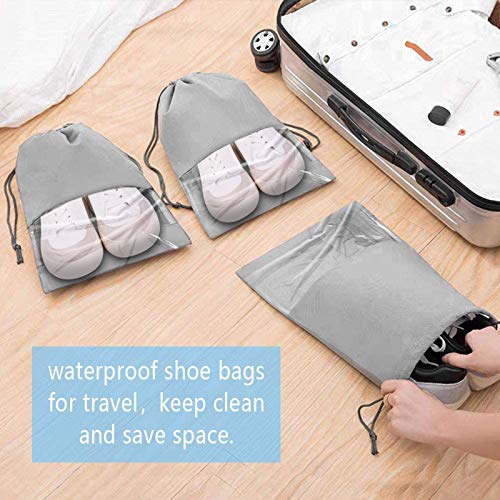 Chudian 18pcs Bolsas Zapatos Bolsa de Zapatos, Bolsa Telas no Tejidas con Ventana Transparente Bolsas para Zapatos para Almacenar Botas, Sandalias para Hombres y Mujeres (Gris)