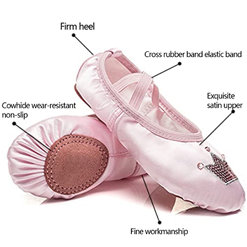 CHUIKUAJ Zapatillas de Ballet-Zapatos de Ballet,Zapatillas de Ballet para Niña, Zapatillas de Baile con Suela de Cuero Partido,Pink-24=（16cm）