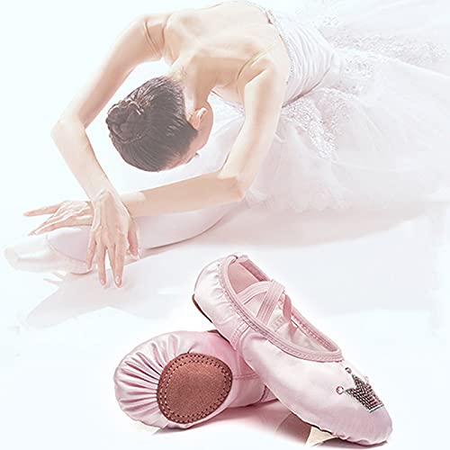 CHUIKUAJ Zapatillas de Ballet-Zapatos de Ballet,Zapatillas de Ballet para Niña, Zapatillas de Baile con Suela de Cuero Partido,Pink-24=（16cm）