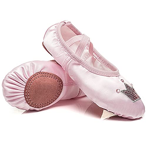 CHUIKUAJ Zapatillas de Ballet-Zapatos de Ballet,Zapatillas de Ballet para Niña, Zapatillas de Baile con Suela de Cuero Partido,Pink-24=（16cm）