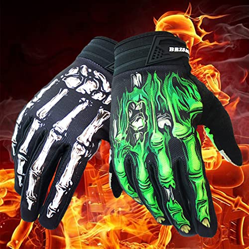 Ciclismo Motocicleta Guantes MTB Pantalla táctil Completa Guantes Antideslizantes Que absorben los Golpes Hombres Mujeres Jóvenes. (Verde, M)