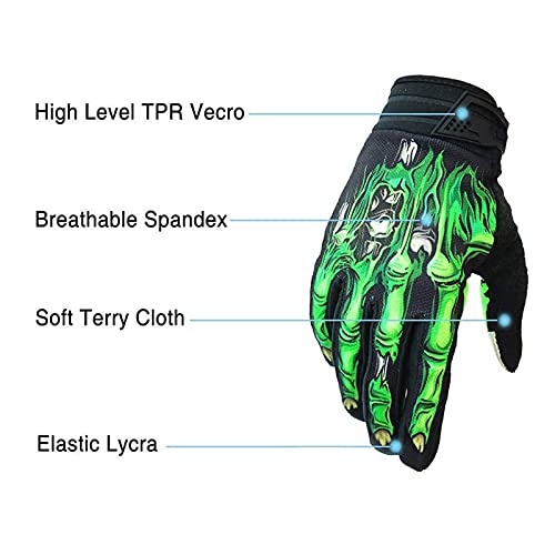 Ciclismo Motocicleta Guantes MTB Pantalla táctil Completa Guantes Antideslizantes Que absorben los Golpes Hombres Mujeres Jóvenes. (Verde, M)