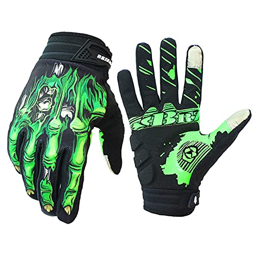 Ciclismo Motocicleta Guantes MTB Pantalla táctil Completa Guantes Antideslizantes Que absorben los Golpes Hombres Mujeres Jóvenes. (Verde, M)