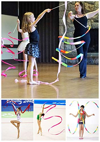 Cintas de Baile,6 Piezas Danza Cinta 2 Metros Cintas de Gimnasia Rítmica para Niños Baile Artístico Gimnasia Entrenamiento