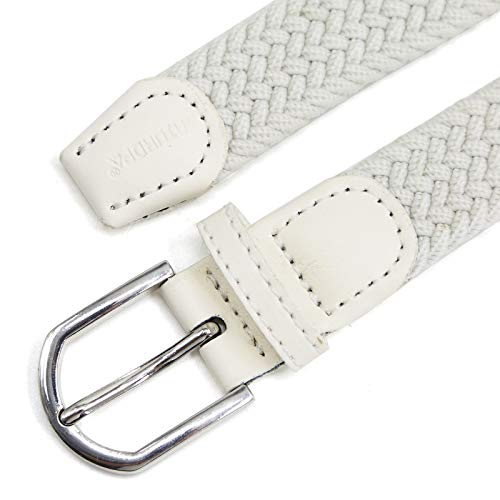 Cinturilla elástica Para niños Cintura Elástica para niñas niños, Cinturón de Goma Multicolor para mujeres de 2,5 cm de ancho y 80 cm de largo con anillo de Metal Blanco, Blanca