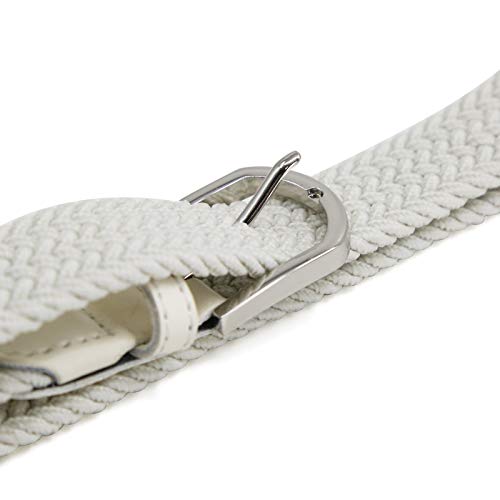 Cinturilla elástica Para niños Cintura Elástica para niñas niños, Cinturón de Goma Multicolor para mujeres de 2,5 cm de ancho y 80 cm de largo con anillo de Metal Blanco, Blanca