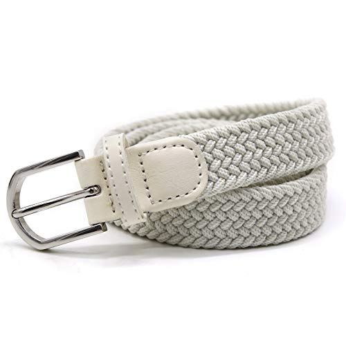 Cinturilla elástica Para niños Cintura Elástica para niñas niños, Cinturón de Goma Multicolor para mujeres de 2,5 cm de ancho y 80 cm de largo con anillo de Metal Blanco, Blanca