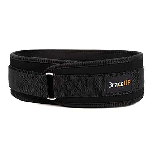 Cinturón de peso BraceUp para hombre y mujer, 10 centímetros de ancho, para levantamiento de peso, sentadillas, peso muerto, levantamiento de potencia, entrenamiento y apoyo para la espalda (L)