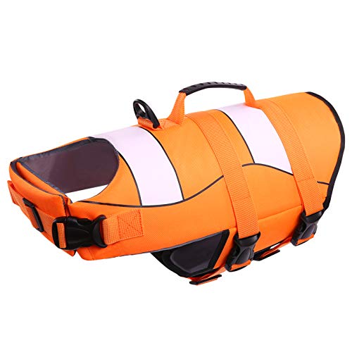 CITÉTOILE Chaleco Salvavidas para Perros Ajustable, Estilo Deportivo con Asa, Chalecos de flotación para Perros para la Seguridad del Perro Mientras Nadan o en Remo/Canoa/Kayaks, M