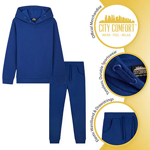 CityComfort Chandal Niño, Conjunto de 2 Piezas Sudadera con Capucha y Pantalon Chandal, Ropa Niño 100% Algodon, Regalos Para Niños Edad 3-14 Años (Azul, 11_years)