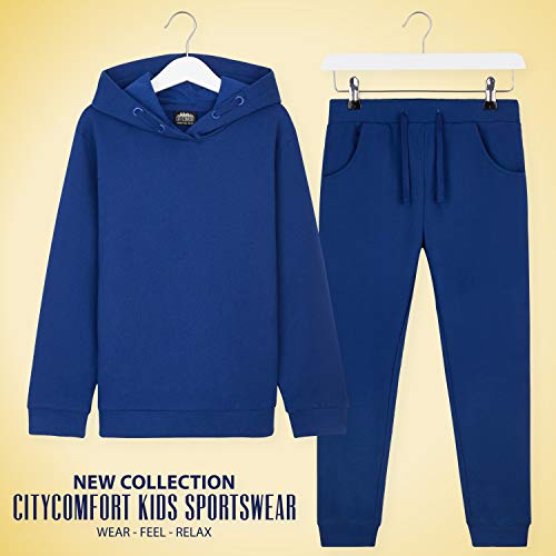 CityComfort Chandal Niño, Conjunto de 2 Piezas Sudadera con Capucha y Pantalon Chandal, Ropa Niño 100% Algodon, Regalos Para Niños Edad 3-14 Años (Azul, 11_years)