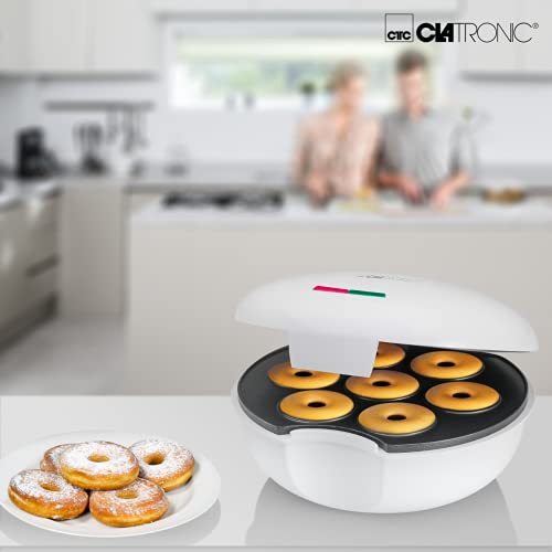 Clatronic DM 3495 Máquina para Hacer Donuts o Rosquillas, Placa Ant, 900 W, Plástico, Blanco