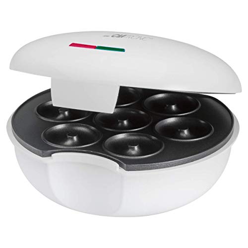 Clatronic DM 3495 Máquina para Hacer Donuts o Rosquillas, Placa Ant, 900 W, Plástico, Blanco